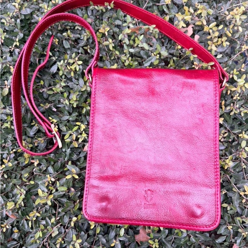 Italian Red Leather Crossbody Bag